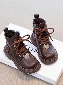 Autumn/Winter Kids' Ankle Boots, Toddler Boys' And Girls' British Style Boots, Non-Slip Soft Sole, Girls' Boots - Brown - View 5