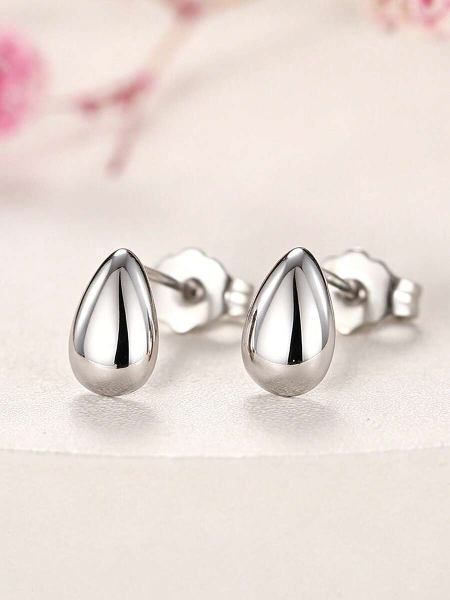 1 Pair Minimalist Stud Earrings, Women's Wedding Anniversary Accessory Gift - Silver - View 1