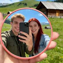 1 pezzo Specchio tondo portatile grande, accessorio per selfie da viaggio per registrazioni di viaggio, strumento fotografico portatile compatto per campeggio all'aperto, spiaggia e uso quotidiano del trucco. - Multicolore - Visualizzare 13