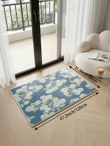 Alfombra de estilo floral azul oscuro y blanco para sala de estar, tamaño grande y suave. Adecuada para cocina, comedor, dormitorio, interior/exterior, oficina, pasillo, felpudo antideslizante, corredor, estudio, alfombra decorativa de cachemira sintética para vacaciones. - Azul Marino - Ver 19