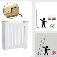 UNHO Radiator Cover 83cm High Modern Grill Cabinet MDF Vertical Slat Wooden & White S/M/L - S - 78x20x83cm - View 6