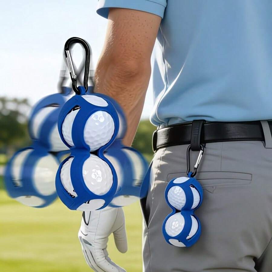 New Golf Silicone Ball Holder, Portable Golf Accessory, Mini Version, Holds 2 Balls - Multicolor - View 1
