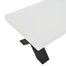 Rectangular Coffee Table - Glossy Top - X-Shaped Leg Side Table For Living Room, Balcony, Bedroom, - Black and White - View 3