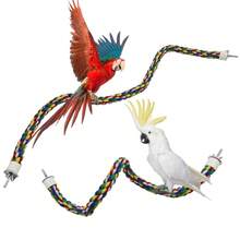Bird Cotton Rope Perch Stand, Parrot Climbing Chew Toy, Training Standing Perch For Pet Birds, Enrichment Entertainment Cage Accessory, 4 Sizes To Choose - Multicolor - View 2