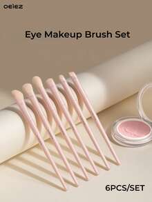 OEIEZ 6pcs Beginner Essential Eye Makeup Brush Set, 0.01mm Fine BASF Soft Bristles, Flame Nose Contour Brush & Detail Eyeshadow Brush - Pink - View 1