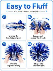 1 pieza Pompon de animadora, flor de mano brillante, decoración de fiesta, accesorio de celebración de competencia deportiva, adecuado para cumpleaños - A - Ver 5