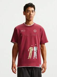 Nike Men's AS U NSW TEE LSE AF1 DNA Short Sleeve Knit Collarless T-Shirt TIM3739-677 - Burgundy - View 1
