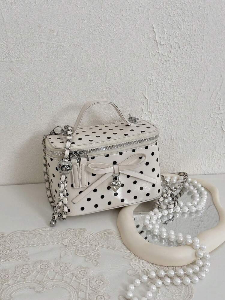 Bolso cuadrado de PU de unicolor, bolso cuadrado impermeable de color burdeos con decoración de patrón de letras, bolso de mano portátil mini para mujer, bolso cruzado ligero y versátil - Beis - Añade 6