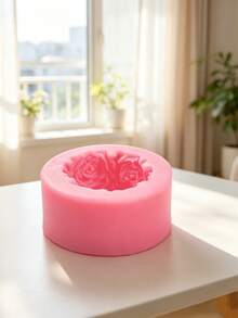 1件裝玫瑰柱狀香氛蠟燭矽膠模具 DIY 玫瑰香氛石膏裝飾擺件矽膠模具 - 粉紅色 - 查看 1