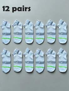 12 Pairs New Men's Plus Size Summer Sports Short Socks, Mesh Breathable Minimalist Versatile Invisible Socks - Multicolor - View 5