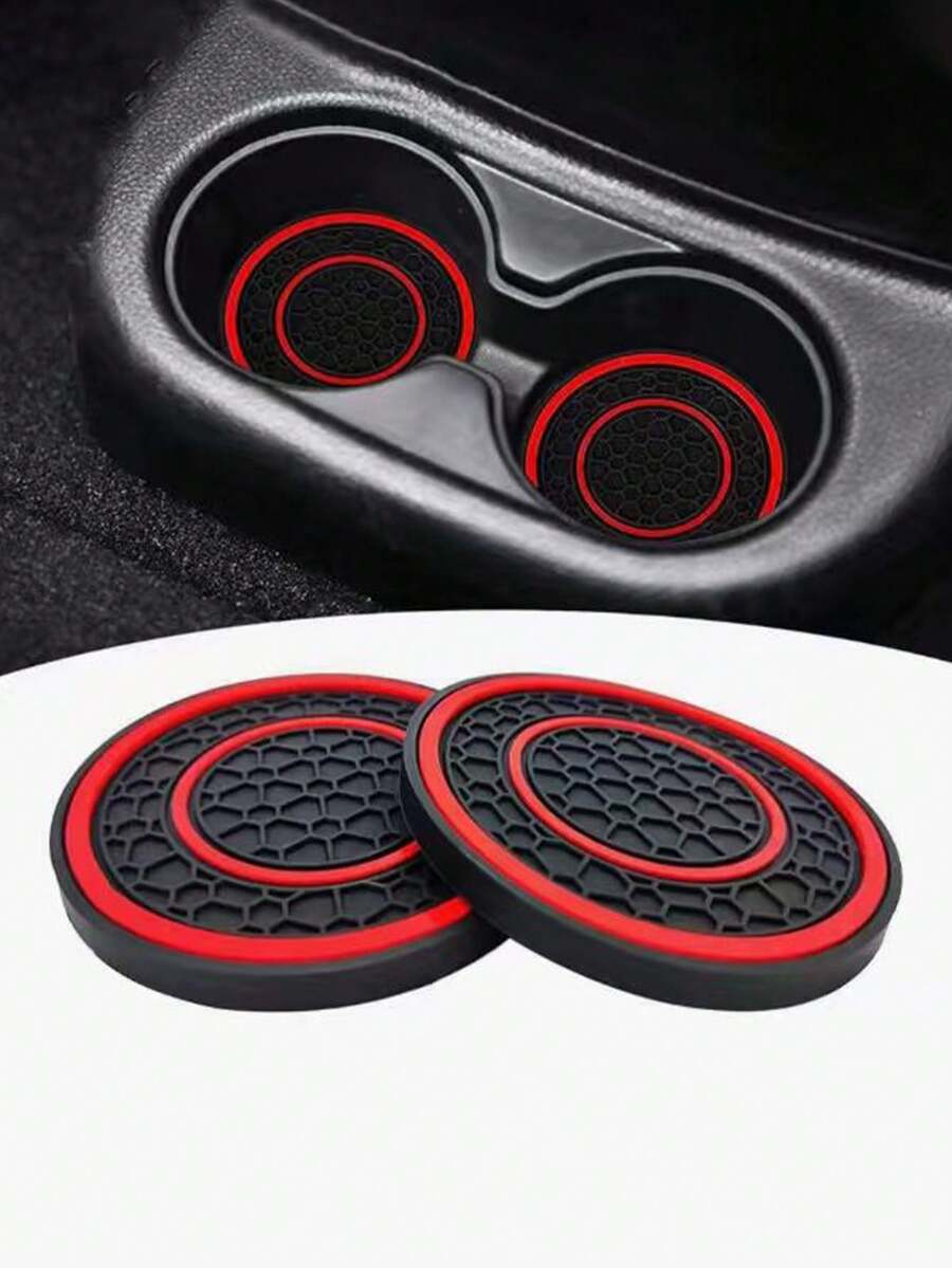 2pcs Universal Car Cup Holder Pads - 2.75 Inch PVC Silicone Double Honeycomb Center Console Cup Holder, Anti-Slip, Shock-Absorbing, Dust-Proof, Soft, Easy To Clean - Fits Most Car Models - Keep Your Car Interior Clean And Protected - A - View 1