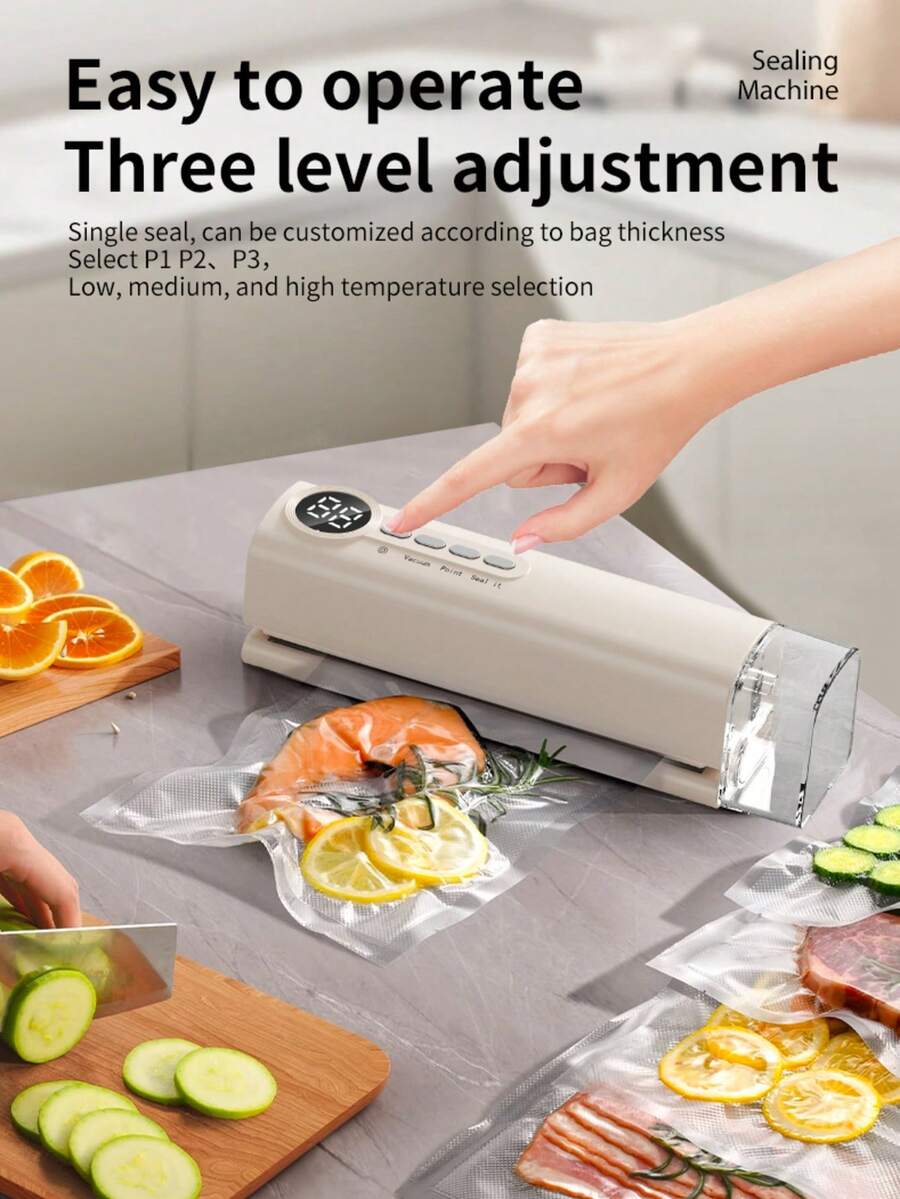 PC Automatic Food Vacuum Sealing Machine, USB Charging, Portable Multifunctional Wireless Vacuum Packaging Machine, Suitable For Long-Term Preservation, Compact Design, Suitable For Kitchen And Outdoor Picnics, Sealing Machine, 1200mAh