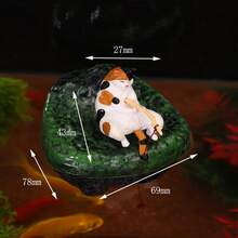 2件/組 5款創意貓咪浮魚缸裝飾擺件，綠色仿石浮底迷你水景配件，水草缸烏龜缸水族氛圍裝飾，居家桌面小魚缸點綴，療癒可愛懸掛設計 - A - 查看 6