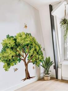 1pc/2pcs/3pcs, Children's Room Cartoon Decorative Wall Stickers, Autumn Maple Tree With Small Animals, Flowers, Owl, Bear, Fox, Hedgehog, Girl Riding Bike Under Blue Tree, Green Cartoon Big Tree, PVC Self-Adhesive Removable Wall Stickers, Suitable For Bedroom, Living Room, Study, Dining Room, Bathroom, Home Wall Decor, Room Decoration - Multicolor - View 13