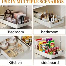 Gaveta Organizadora Branco Leitoso 30x43cm, Suporte Extraível para Panelas e Temperos, Design Moderno e Antiderrapante para Cozinhas e Banheiros. - Visão 11