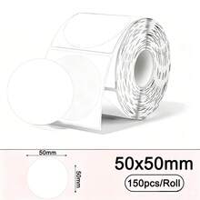 50mm/30mm Round Thermal Label Paper Transparent/White Self-Adhesive Paper Waterproof, Oil-Proof, Scratch-Resistant, Tear-Proof, Compatible With M110/M150/P50/M221 - Round - View 13