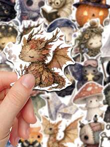 TOM AND JERRY. 50pcs Watercolor Gothic Style Halloween Cute Monster Waterproof Stickers, Ghost Bat Pumpkin Witch Doll Dragon Pattern Stickers, Suitable For Water Bottle Notebook Planner Luggage Phone Case - Multicolor - View 2