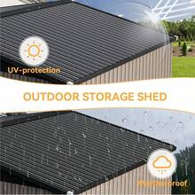 Aoxun Heavy Duty Galvanized Metal Outdoor Storage Shed - Multi-Size, Multi-Material, Included Base, Lockable Door, Sloped Roof, Water Resistant - Fishing, Grilling, Poolside, Garden Storage Organization Solution - 6x4FT - Brown(1 Packages) - View 9