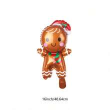 Winter Christmas Gingerbread Shaped Aluminum Foil Balloon Set, Cute Holiday Foil Balloons, Perfect For Snowy Yard And Christmas Tree Festive Atmosphere - Multicolor - View 7