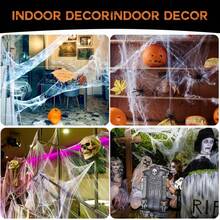 Decoração de Teia de Aranha de Halloween, Aranhas Falsas Grátis, Teia de Aranha Super Elástica, Adequada para Suprimentos de Festa de Halloween Interna e Externa, Aplicável a Paredes, Janelas, Portas e Decorações de Festa, Perfeito para Criar Decoração de Festa de Halloween Assustadora, Adequado para Decoração de Bar de Terror de Halloween e Natal, Escolha Ideal para Celebrações de Halloween e Itens Únicos - Multicolorido - Visão 3
