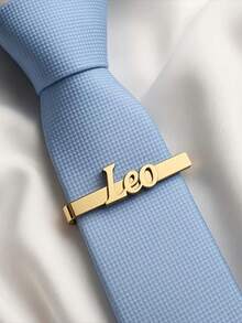 1pc Customized Stainless Steel Letter Tie Clip, Elegant Wedding Accessory, Personalized Stainless Steel Tie Clip For Men, Fashionable Suit Accessory, Suitable For Groomsmen And Wedding Gifts - Multicolor - View 2