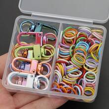 110pcs/Box Random Mixed Color DIY Keychain Making Parts, Includes 10pcs Rotating Lobster Clasps + 100pcs Jump Rings, Zinc Alloy Spring Clasps, Door Hooks, Connector Hooks, Suitable For Handmade Braided DIY Keychains, Bag Charms, Open Connection Rings, Keychain Accessories Making Materials, DIY Key Ring Accessories Making - Door Latch & Jump Ring - View 6