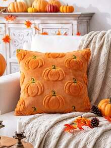 1/2 Stücke Herbst Kürbis Orange Kissenbezüge 18x18, Halloween Thanksgiving Innen Dekoration, Sofa Dekokissen, Feiertags Heim Dekoration - orange - Übersicht 10