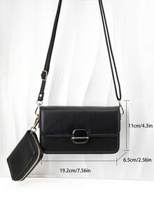 Mini cartera bandolera para teléfono, cartera de teléfono con cierre de cremallera de moda de PU suave, multifunción de gran capacidad, set de 2 piezas de cartera de teléfono y portador de tarjetas de gran capacidad - Negro - Ver 7