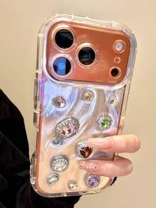 Casing Ponsel Mewah 3D Berwarna-warni dengan Hiasan Berlian Imitasi Berkilau dan Tekstur Bulu, Kompatibel dengan iPhone 17 Pro Max 17 Pro 16 Pro Max 14 15 13 Pro 17 15 16 14 13. Pelindung Lensa dan Bumper Belakang Bergaya Baru untuk Wanita dan Anak Perempuan, Hadiah untuk Anak Perempuan. - Batu permata berbentuk bulu - View 3