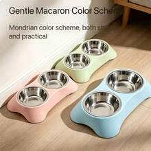 Stainless Steel Pet Plastic Double Bowl With Large Capacity, Suitable For Dogs And Cats. Integrated Water Dispenser To Prevent Spillage. - 200ml - View 6