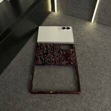 奢華酒紅色電鍍百褶手機殼，相容 Galaxy Z Fold8 ZFold8 Fold8 背蓋，相容 iPhone Duo 手機殼 - 酒紅 - 查看 7