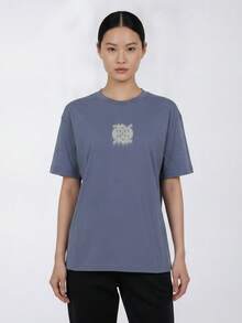 Jordan Women's AS W J SPT DF SS GFX TEE DD Short Sleeve Knit Collarless T-Shirt TIQ7306-491 - Blue - View 1