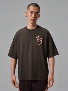 Jordan Men's AS DF SPT STMT GFX SS Crew Short Sleeve Knit Collarless T-Shirt TIQ7287-220 - Mocha Brown - View 1