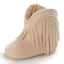 Classic Infant Tassel Design Casual Boots, Soft Sole Comfortable Walking Shoes For Newborns, Suitable For Spring And Autumn - Apricot - View 6
