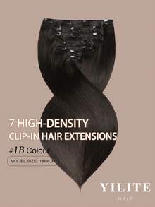 YILITE 7pcs 110-120g Natural #1B Natural Black Clip In Hair Extensions Real Human Hair Remy Human Hair Extensions Double Weft Straight Clip Ins For Women - S1B - View 3