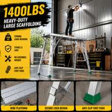 Height-Adjustable Heavy-Duty Scaffolding Portable Folding Work Platform (Equipped With Non-Slip Base And Sturdy Frame); Suitable For Truck Washing, Semi-Trailer Maintenance RV Roof Cleaning, And Commercial Vehicle Exterior Repair - Standard 105cm - View 7