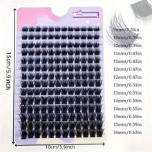 LIMEIKAI 168片人造貂毛睫毛簇 0.07mm D捲度 自然蓬鬆混長(9-16mm) 初學者適用 DIY 豐盈接睫毛 - 查看 3