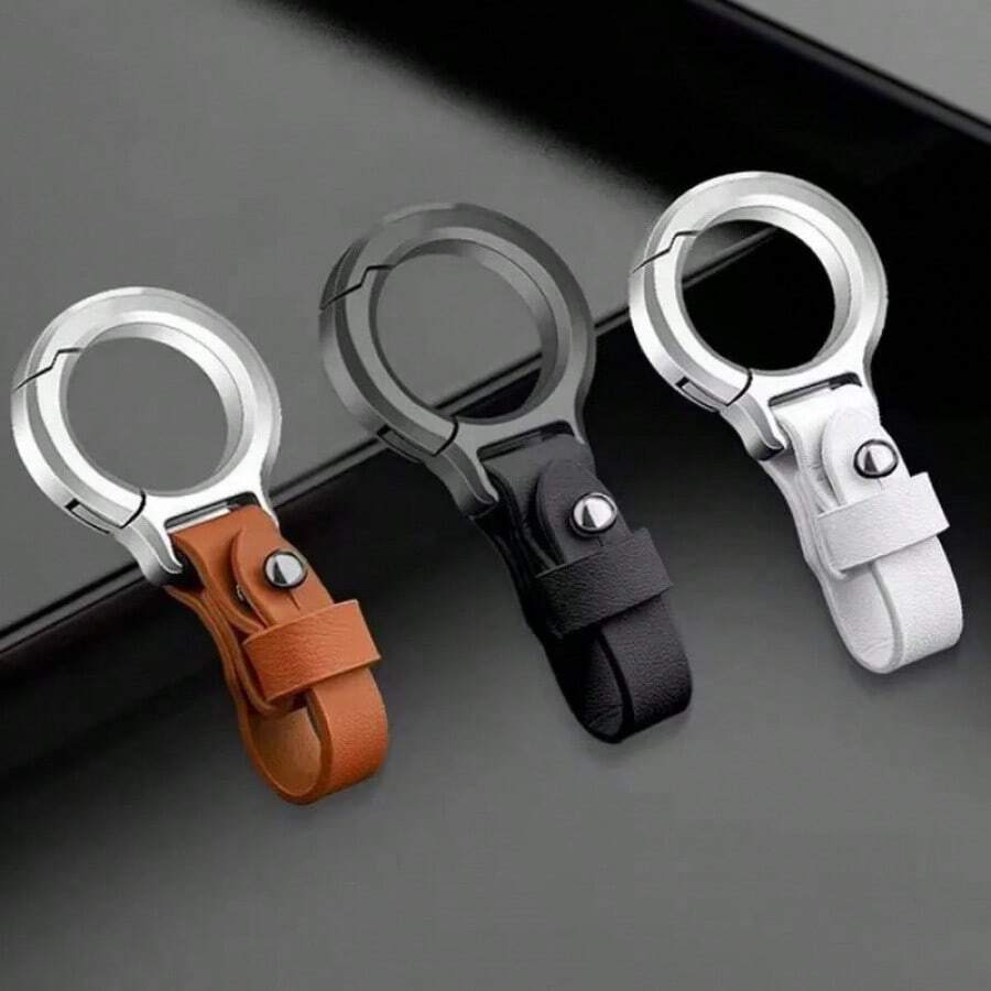 Gantungan Kunci Mobil Kulit, Liontin Gantungan Kunci, Rantai Gantungan Kunci, Hadiah Unisex, Cincin Logam Tahan Lama, Gantungan Kunci Kreatif, Dekorasi Mobil - Perak - View 1