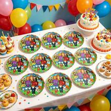 Roblox 10pcs 7-Inch Disposable Cartoon Square Character Print Paper Plates, Round Colorful Pixel Game Theme Tableware, Suitable For Birthday Party, Halloween, Thanksgiving, Labor Day, Christmas Decoration - Get a Brainrot Plate - View 6