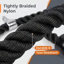 Heavy-Duty Woven Fitness Pull Rope With Non-Slip Coated Ends And Metal Quick Buckle, Suitable For Gym Pulldown Machines And Home Back Strength Training - Black - View 3