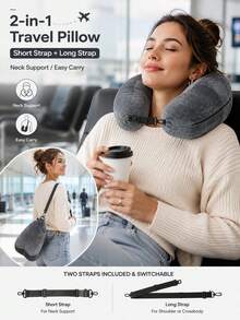 Multifunctional Hollow Soft Plush Travel Neck Pillow, Adjustable U-Shaped Travel Neck Pillow, Wide And Comfortable Design, With Convenient Zipper, Can Be Filled With Clothes, Portable Travel, Suitable For Car, Office And Airplane, Ideal Choice For Long-Distance Flights - Multiple Styles - View 8