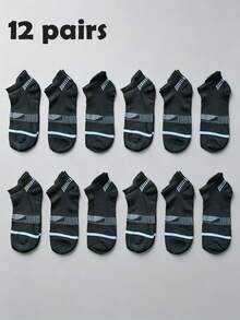 12 Pairs New Men's Plus Size Summer Sports Short Socks, Mesh Breathable Minimalist Versatile Invisible Socks - Multicolor - View 8