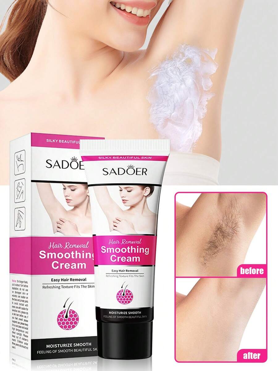 SADOER 1件易清潔除毛霜，快速見效（5-10分鐘）順滑除毛凝膠，美白除毛配方，溫和蘆薈除毛霜，適用全身 | 無殘茬、不刺激、快速見效 | 絲滑肌膚，適合女性