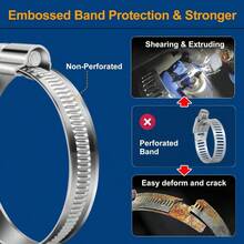 Non-Slip Stainless Steel Worm Gear Hose Clamps 2 To 2-3/4"(50-70mm) SAE Size 36, 5/16"Hex Soft Hose Adjustable Automotive, Fuel Line, Garden, Heater, Radiator, 25Pack - 25 + SAE#36(2 to 2-3/4) - View 5