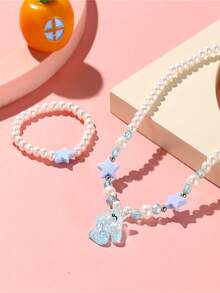 Set Perhiasan Anak Perempuan: Kalung dan Gelang Liontin Unicorn Lucu (2pcs/Set), Cocok untuk Pemakaian Sehari-hari, Hadiah Ulang Tahun, atau Souvenir Pesta. - MultiWarna - View 6