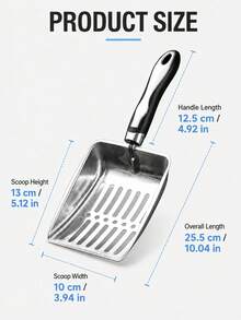 Stainless Steel Cat Litter Scoop, Large Deep Metal Litter Scooper With Wide Slotted Sifter And Ergonomic Long Handle, Durable Easy-Clean Pet Waste Shovel For Fast Clump Removal, Cat Litter Box Cleaning Tool For Kittens, Cats And Multi-Cat Homes - Multicolor - View 5