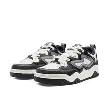 XTEP New Thick Sole Height-Increasing Versatile Casual Comfortable Lightweight Men's Skate Shoes - Black and White - View 7