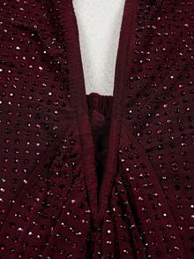 PORRCEY Women's Elegant Deep V-Neck Heavily Embellished Rhinestone Fitted Red Cocktail Evening Gown, Suitable For Party, Wedding - Burgundy - View 7