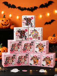 4 piezas Cajas de regalo de Halloween con ventana, patrón de fantasma, calabaza y calavera de Halloween, caja de dulces de Halloween rosa con ventana, caja de galletas, caja de cupcakes, caja de postres, contenedor de alimentos, suministros de embalaje de regalos de Halloween, suministros para fiestas de Halloween, decoraciones de Halloween, decoración del hogar, decoración de mesa de cocina, suministros de repostería, decoraciones de fiesta de Halloween feliz, regalos de Halloween, cajas de recuerdos de fiesta de Halloween - rosa de Halloween - Ver 3