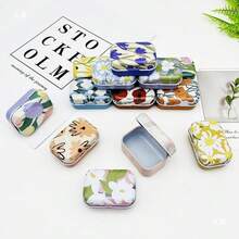 8Pcs Mini Flower Tin Trinket Jewelry Organizer Storage Box Decorative Boxes Small Metal Tins With Hinged Lids Portable Box Containers Small Storage Kit - Daisy - View 5